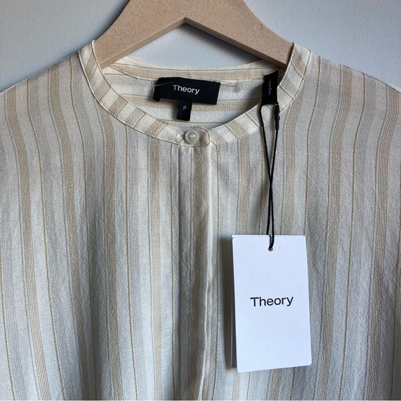 NWT Theory Easy Shirt in Corded Viscose-Cotton Size Petite - Picture 6 of 16